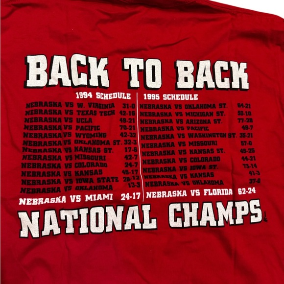 Vintage NOS Nebraska Huskers Back To Back National Champs 90’s T Shirt Large Red - Picture 4 of 6